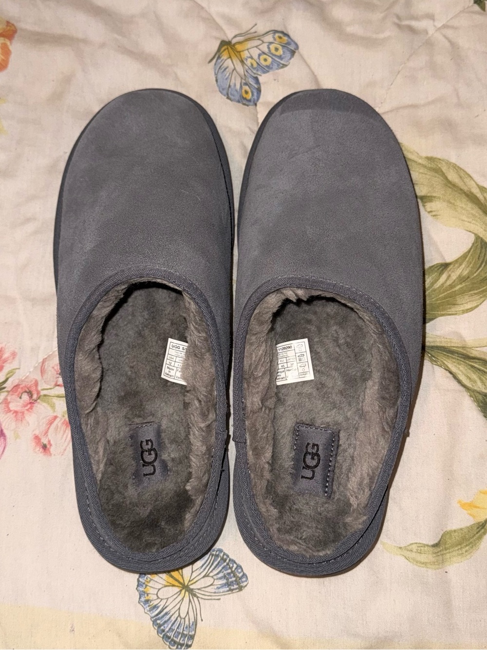 UGG Grey Shearling-Lined Slippers size 12 Made with Australian Lamb Fur
